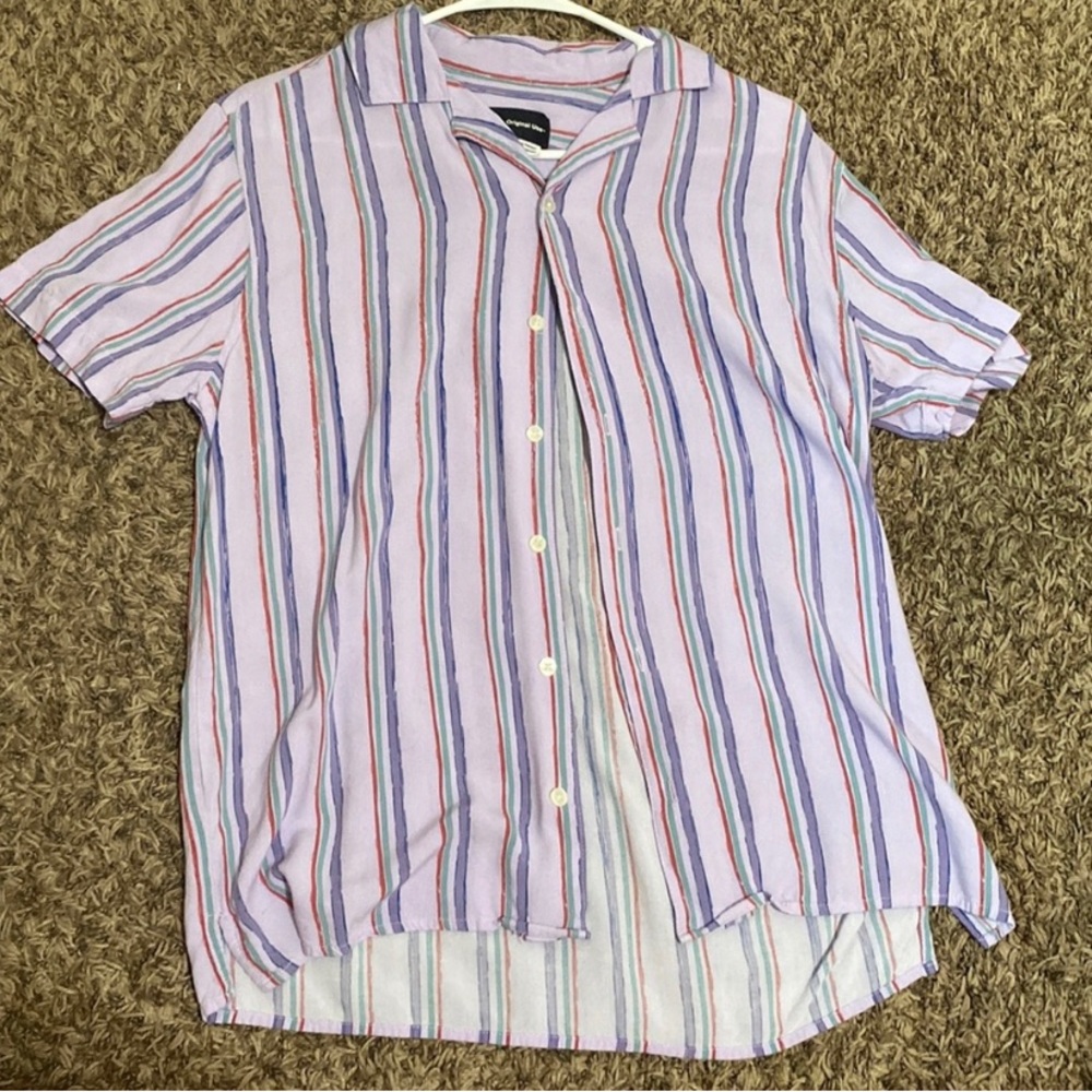 Vertical Purple Striped Button Up